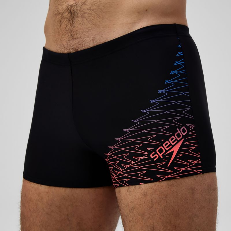 Speedo Medley Logo Aquashort boxer nuoto uomo nero/neon coral 5