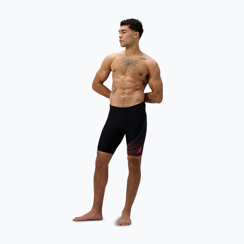 Speedo Medley Logo Swim Jammer Uomo nero/neon corall 2