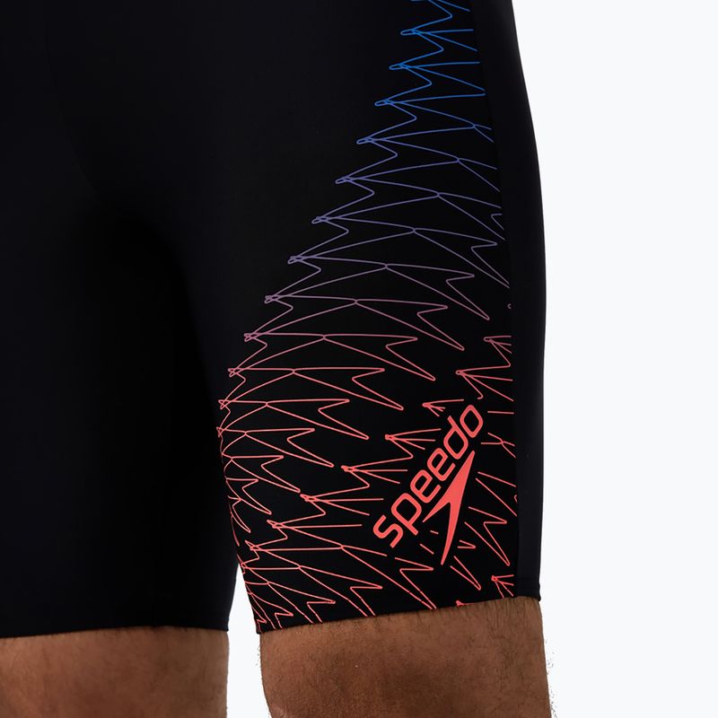 Speedo Medley Logo Swim Jammer Uomo nero/neon corall 6