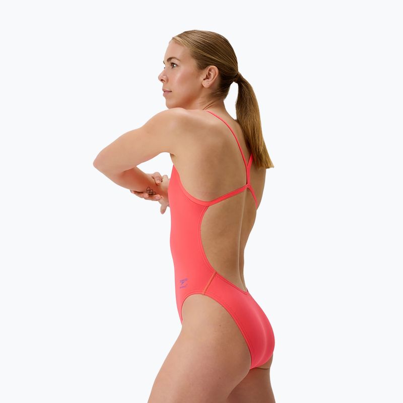 Speedo FL Solid V-Back - costume da bagno intero donna neon corallo 3