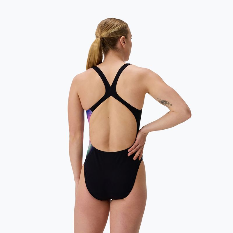 Speedo Placement Printed Powerback - costume da bagno intero in vetro sfocato/nero 2