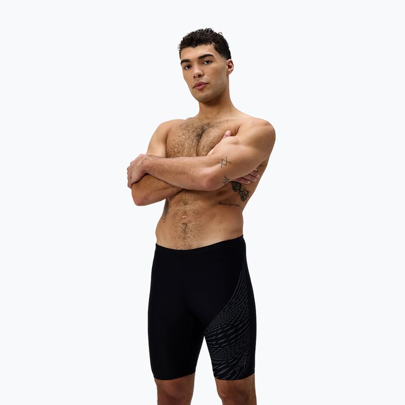 Speedo Medley Logo Swim Jammer uomo nero/grigio piombo