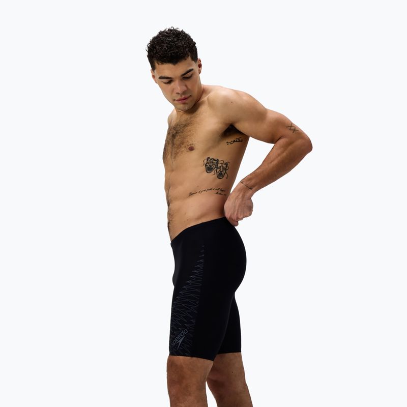 Speedo Medley Logo Swim Jammer uomo nero/grigio piombo 4