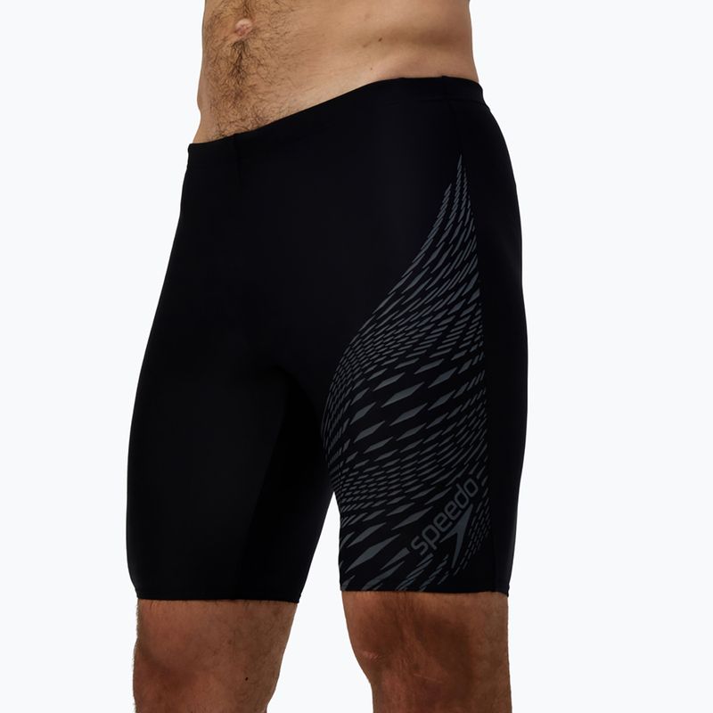 Speedo Medley Logo Swim Jammer uomo nero/grigio piombo 5