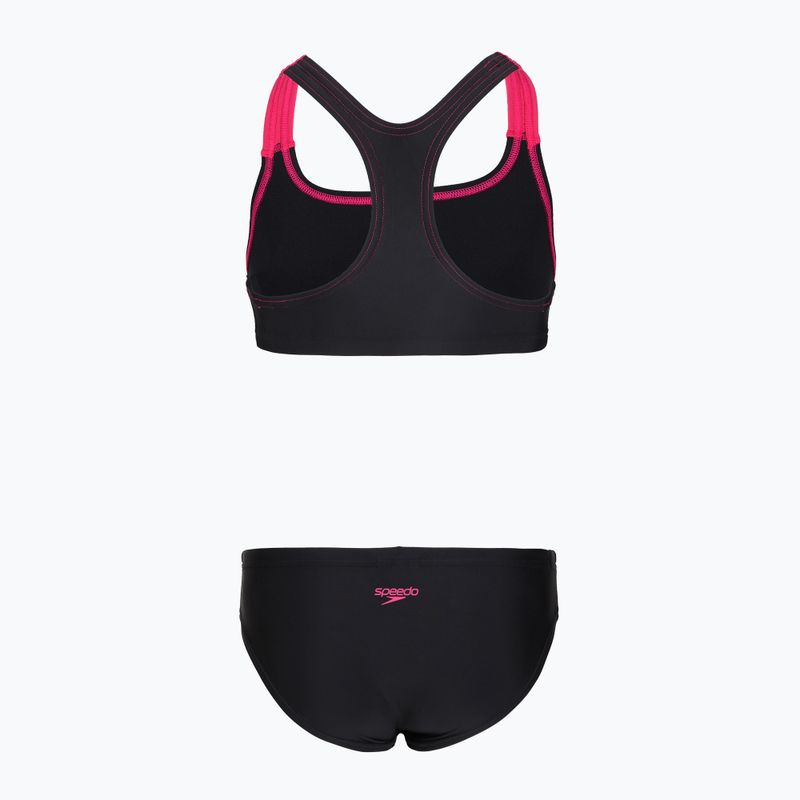 Costume da bagno due pezzi bambino Speedo Medley Logo Racerback 2pc anthracite/pink 2