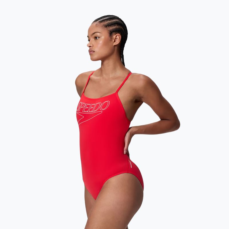 Costume intero donna Speedo Endurance+ Logo Thin Strap high risk red 3