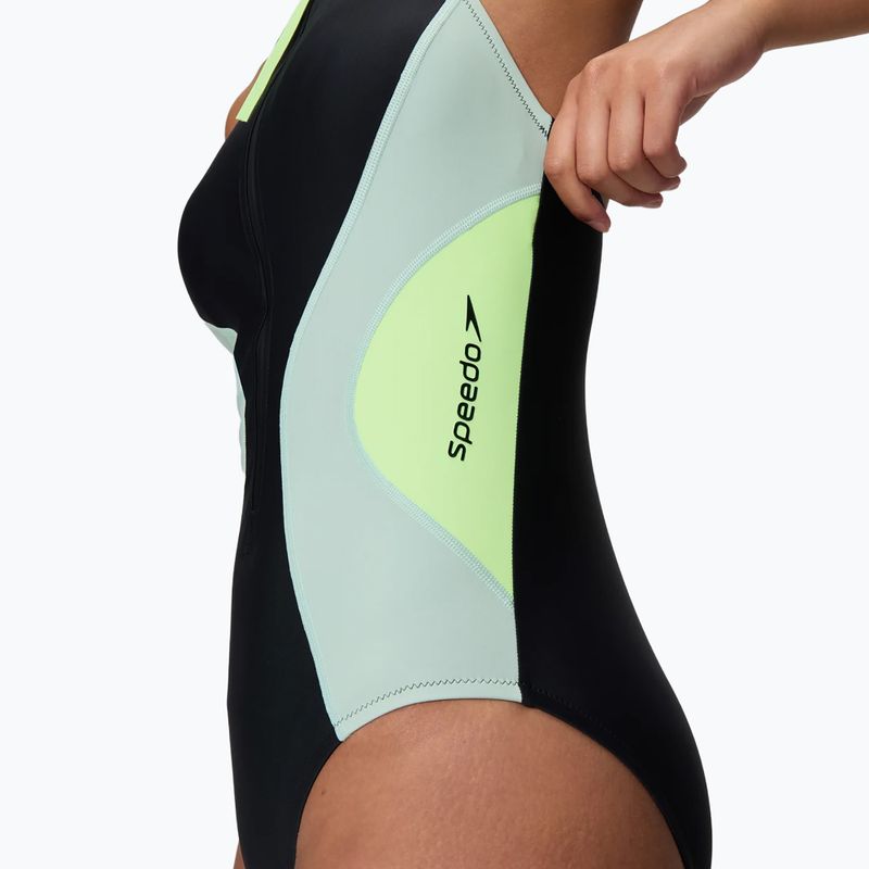 Costume intero da donna Speedo Ocean Flex Zip black/pale clover 5