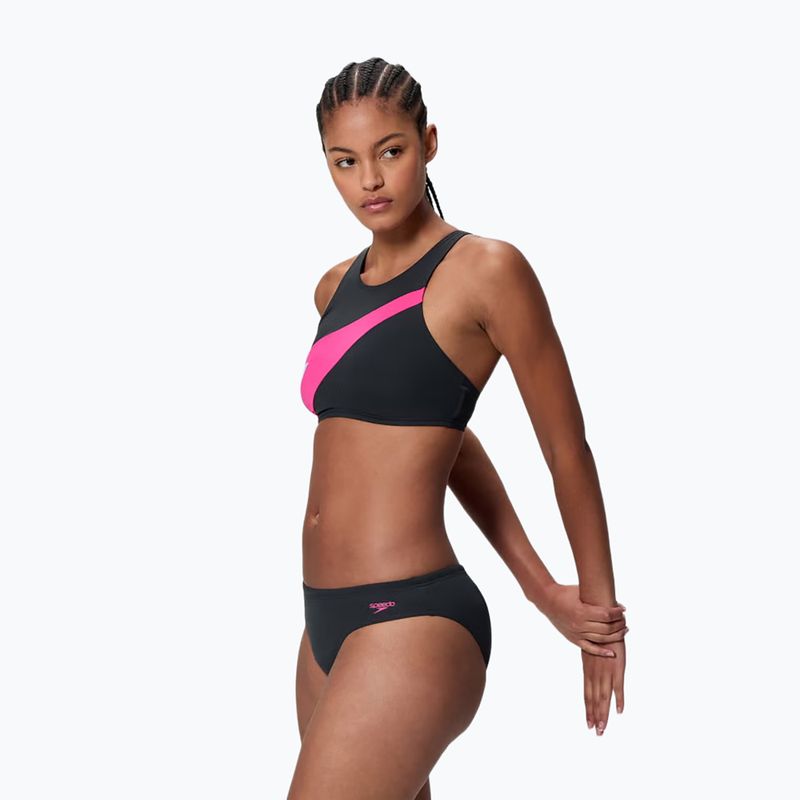 Costume da bagno donna a due pezzi Speedo Hyperboom Butterfly Back anthracite/margarita pink 3