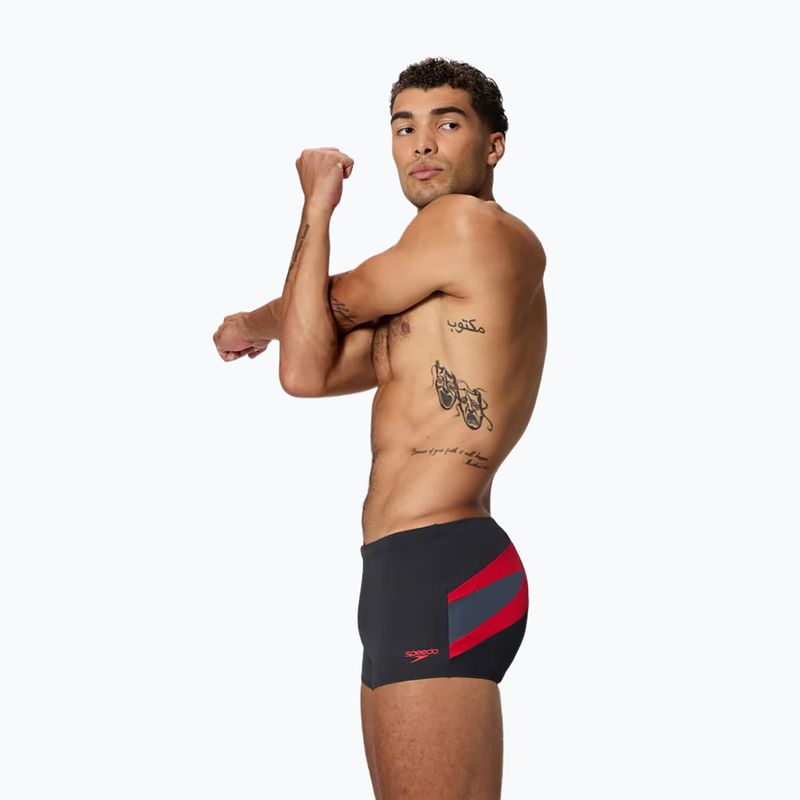 Boxer da bagno uomo Speedo Hyperboom Aquashort anthracite/high risk red 3