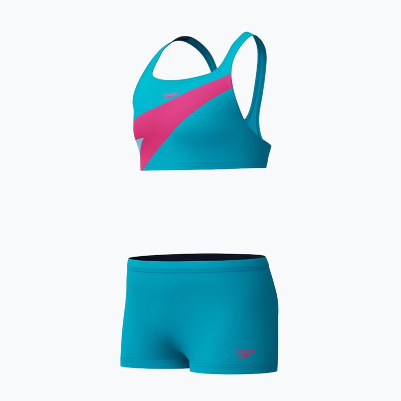 Costume da bagno a due pezzi per bambini Speedo Hyperboom Butterfly Back mayan blue/margarita pink 3