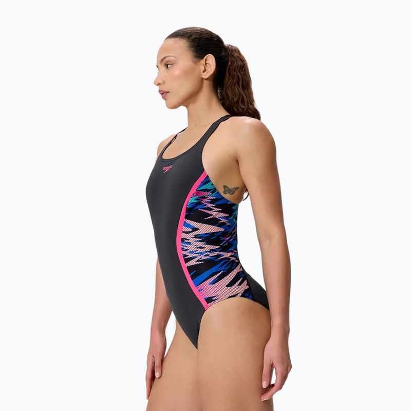 Costume intero da donna Speedo Hyperboom Splice Muscleback anthracite/margarita pink 3