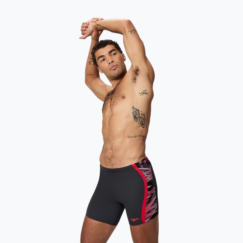 Jammer da nuoto uomo Speedo Hyper Boom Splice Mid anthracite/high risk red 3