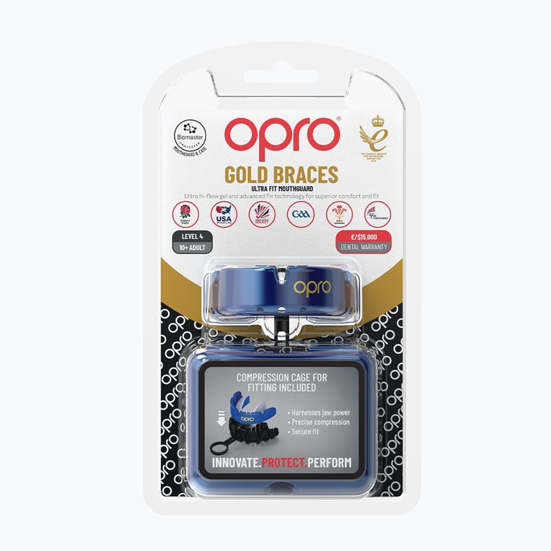 Protettore mascellare Opro Gold Braces blu 2