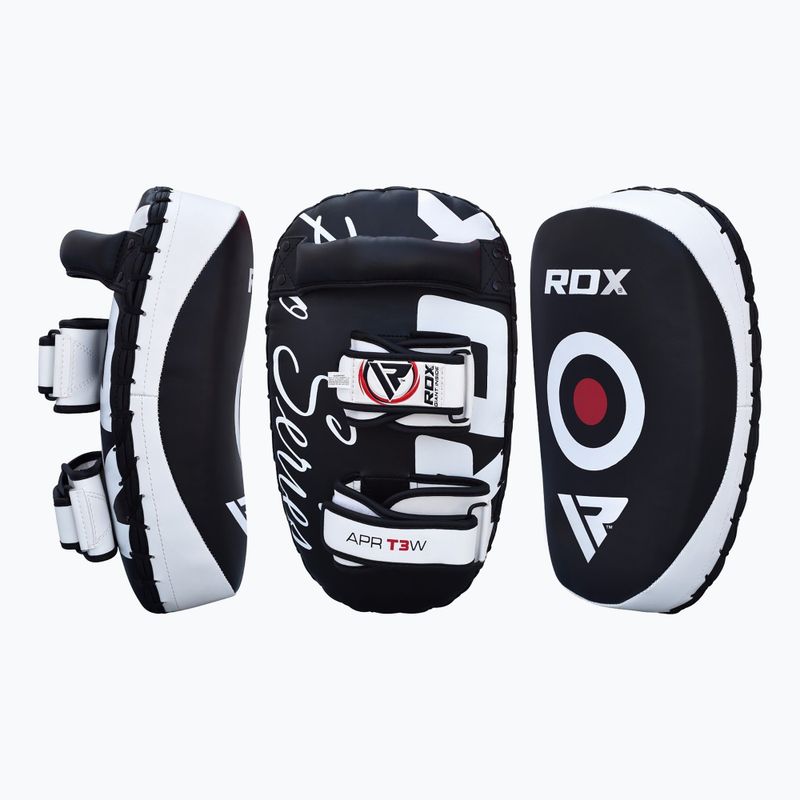 RDX T3 Muay Thai Training Shield Kick Pads bianco/nero