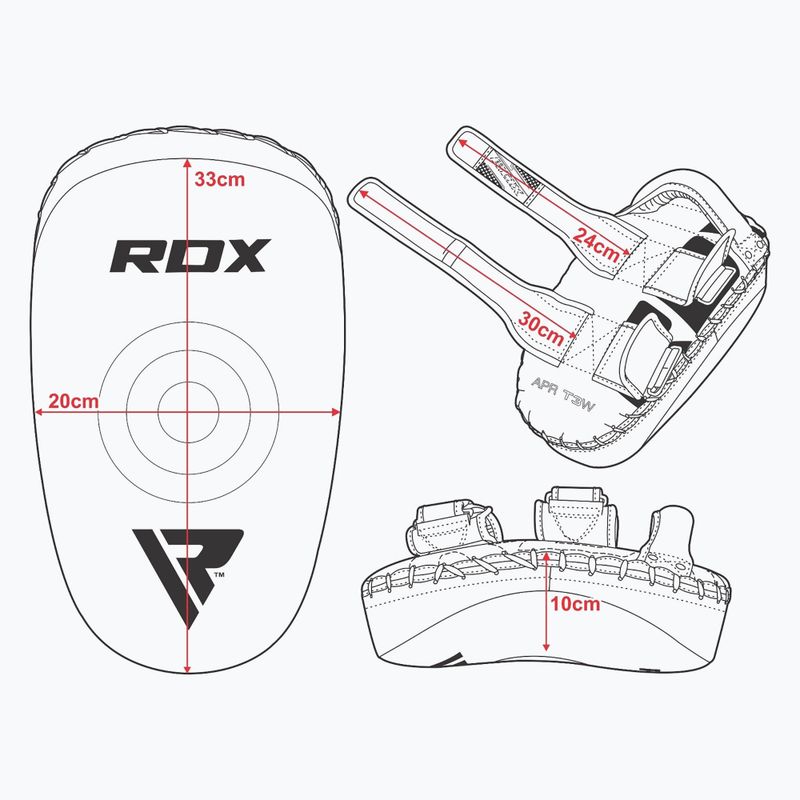 RDX T3 Muay Thai Training Shield Kick Pads bianco/nero 6