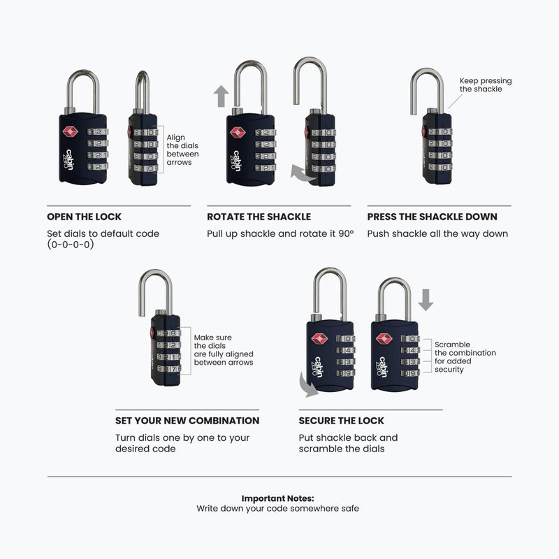 Lucchetto CabinZero Travel TSA Lock absolute black 2
