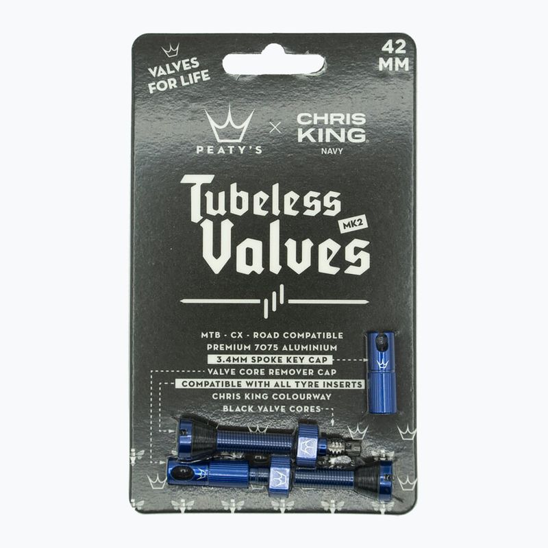 Peaty's X Chris King MK2 Valvole Presta Tubeless Set 42 mm navy 2