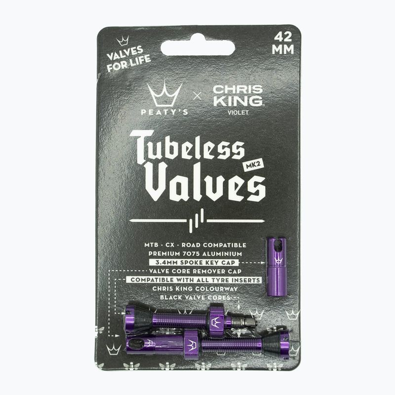 Peaty's X Chris King MK2 Valvole Presta Tubeless Set 42 mm viola 2
