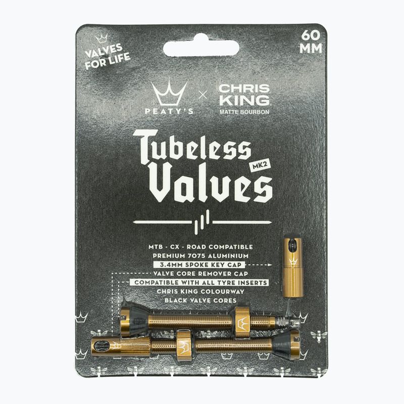 Peaty's X Chris King MK2 Valvole Tubeless 60 mm bourbon presta set di valvole 2