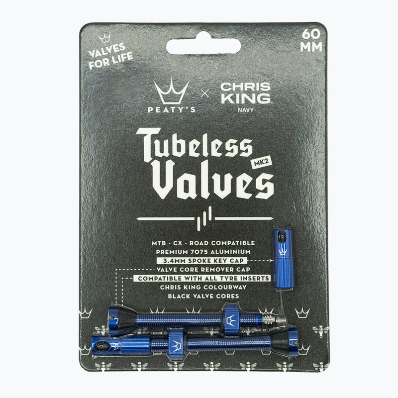 Peaty's X Chris King MK2 Valvole Presta Tubeless Set 60 mm navy 2