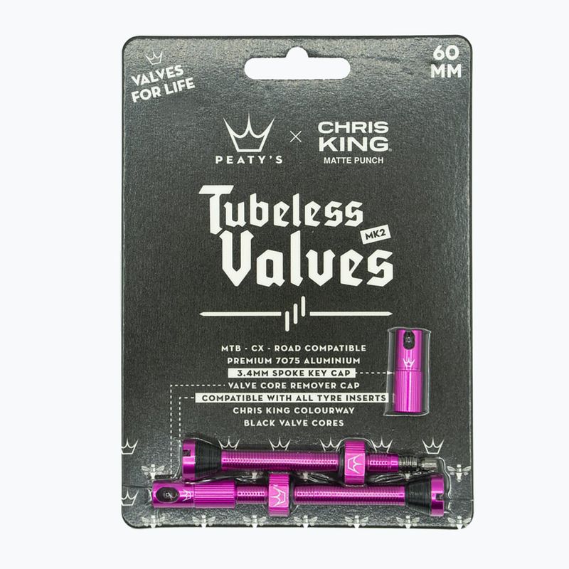 Set di valvole presta Peaty's X Chris King MK2 Tubeless Valves 60 mm punch 2