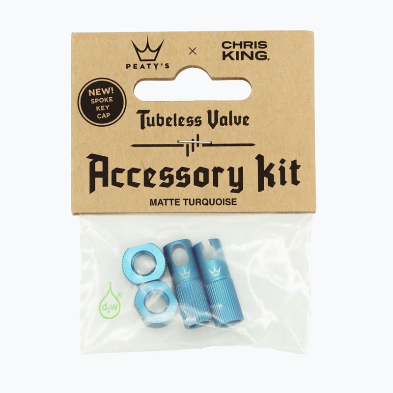 Kit di accessori per valvole tubeless Peaty's X Chris King MK2 turchese