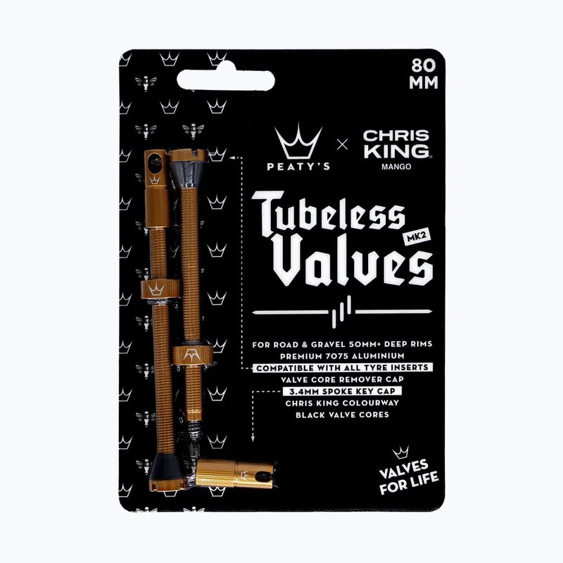 Set di valvole Presta Peaty's X Chris King MK2 Tubeless Valves 80 mm mango 2