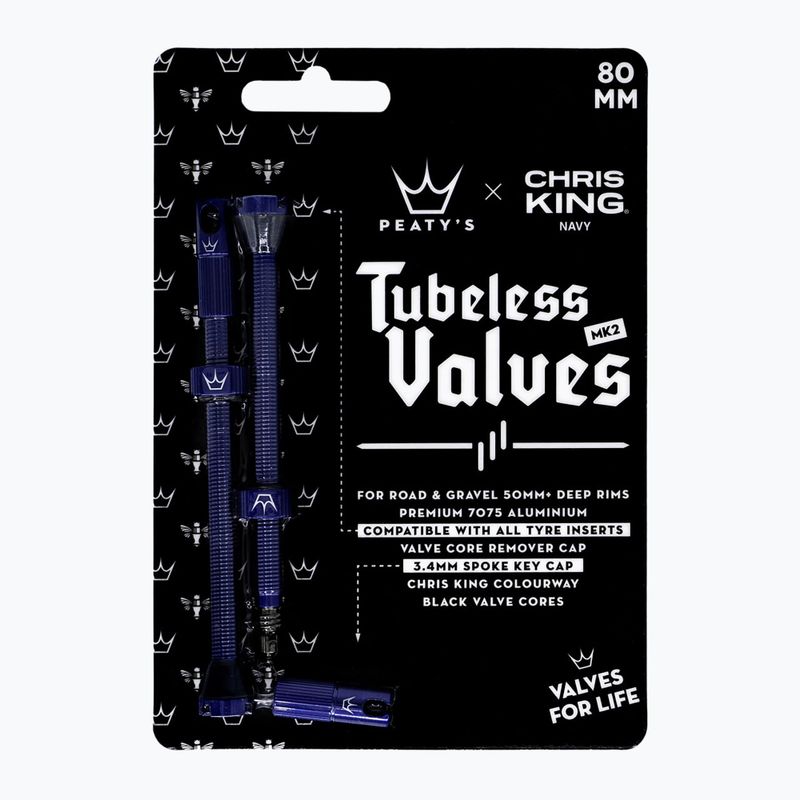 Peaty's X Chris King MK2 Valvole Presta Tubeless Set 80 mm navy 2