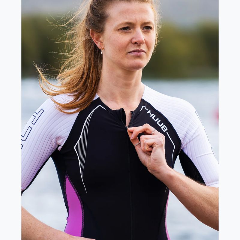 Tuta da triathlon da donna HUUB Anemoi Aero Tri Suit nero/bianco/rosa 8