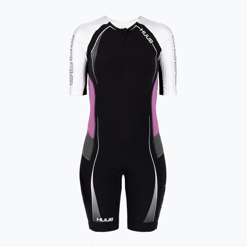 Tuta da triathlon da donna HUUB Anemoi Aero Tri Suit nero/bianco/rosa