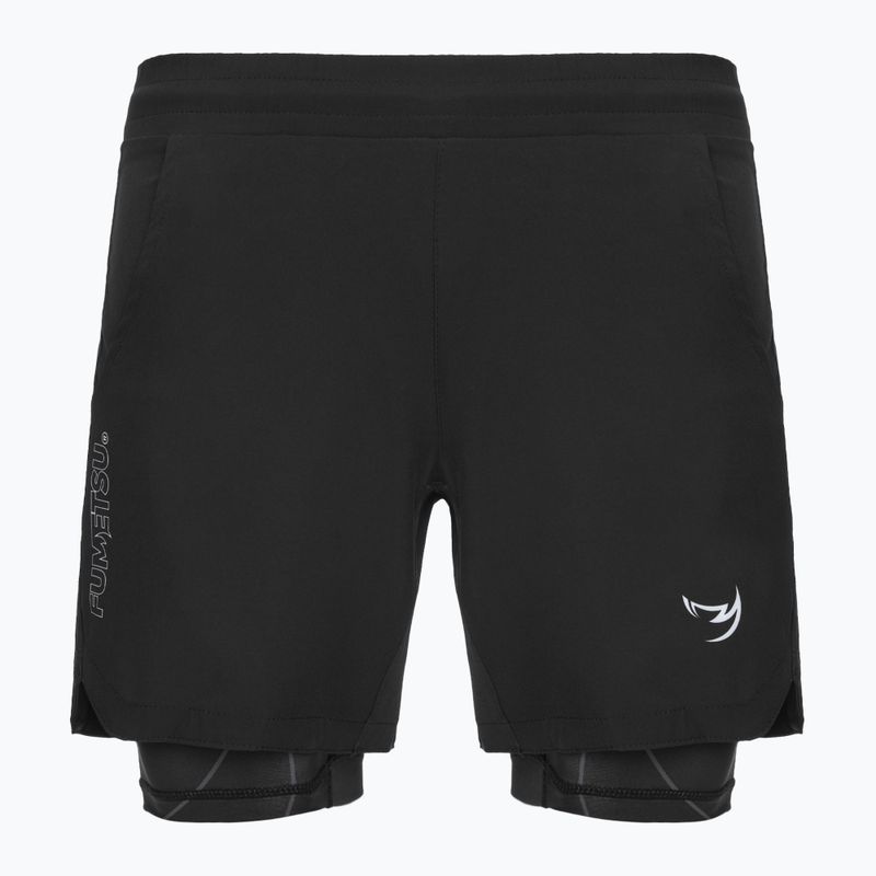Pantaloncini da allenamento a doppio strato FUMETSU Icon da uomo, nero
