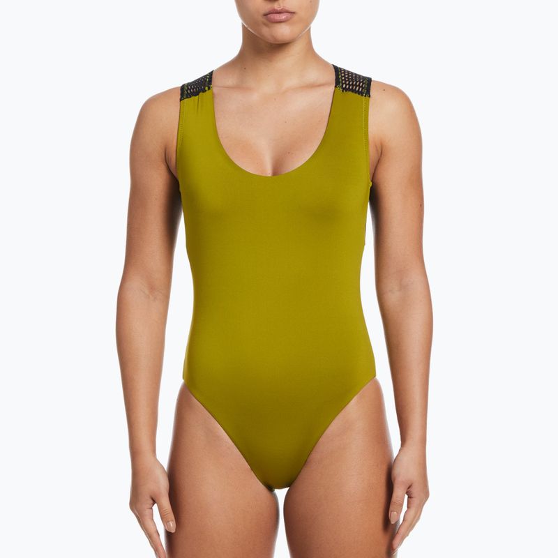 Costume intero Nike Wild Keyhole moss da donna 4