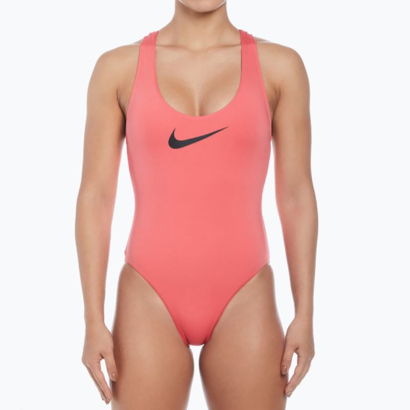 Costume intero donna Nike Logo Tape sea coral 5