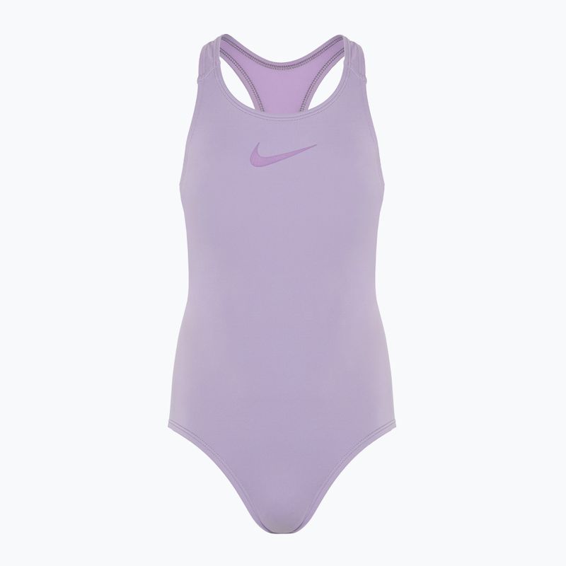 Costume intero Nike Essential Racerback lilla fiorito per bambini