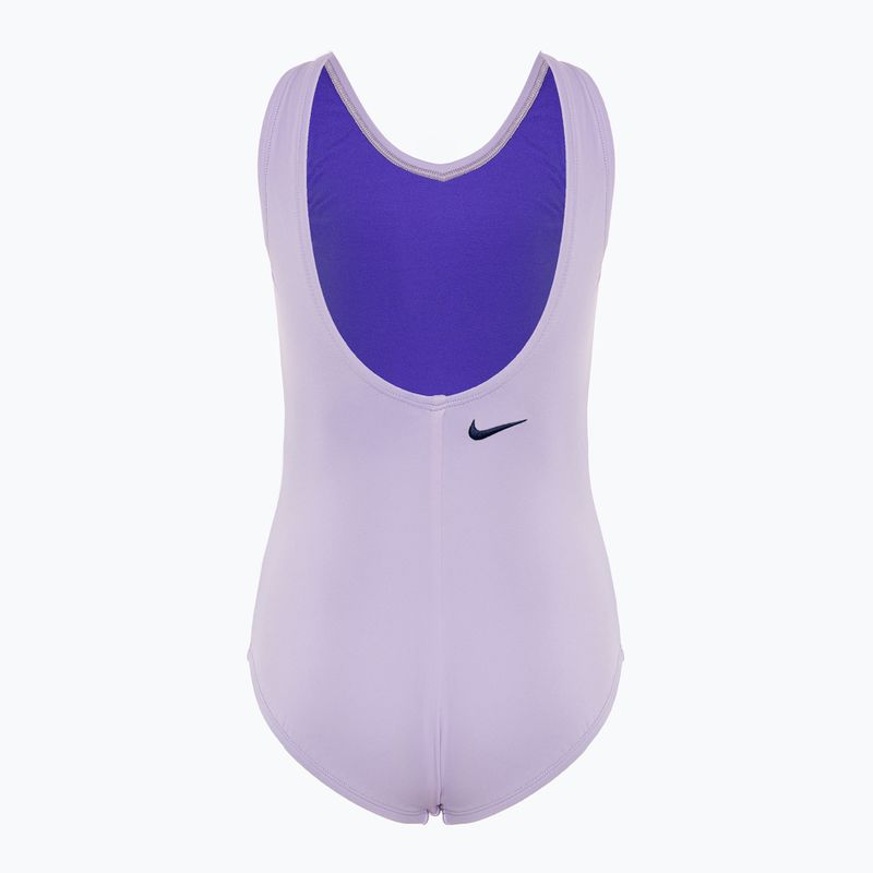 Costume intero Nike Multi Logo U-Back lilla fiorito per bambini 2