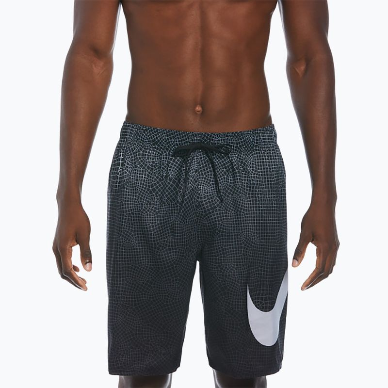 Pantaloncini da bagno da uomo Nike Grid Swoosh Breaker 9" Volley nero 5