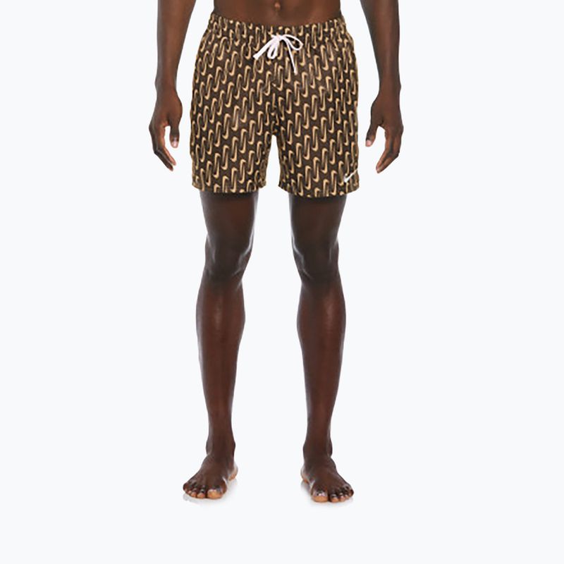 Pantaloncini da bagno Nike Swoosh Link 5" Volley Uomo cacao wow 4