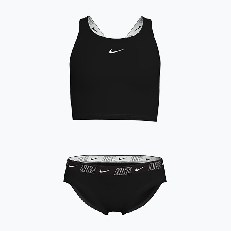 Costume da bagno a due pezzi per bambini Nike Logo Tape Crossback Midkini nero