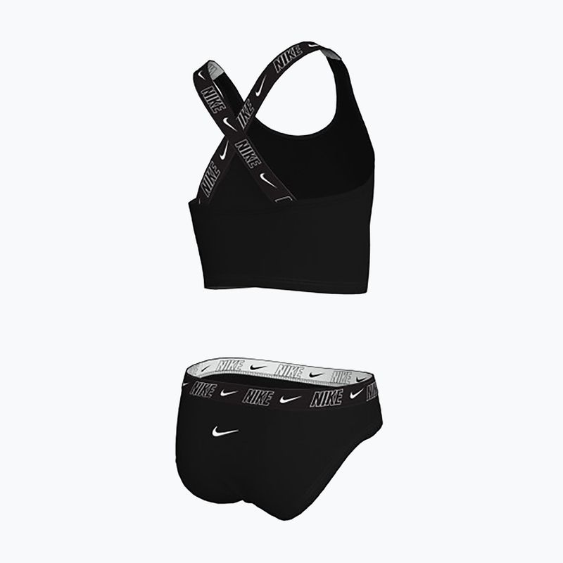 Costume da bagno a due pezzi per bambini Nike Logo Tape Crossback Midkini nero 2