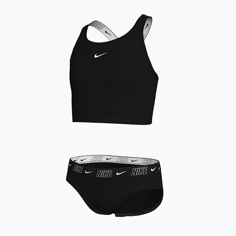 Costume da bagno a due pezzi per bambini Nike Logo Tape Crossback Midkini nero 3