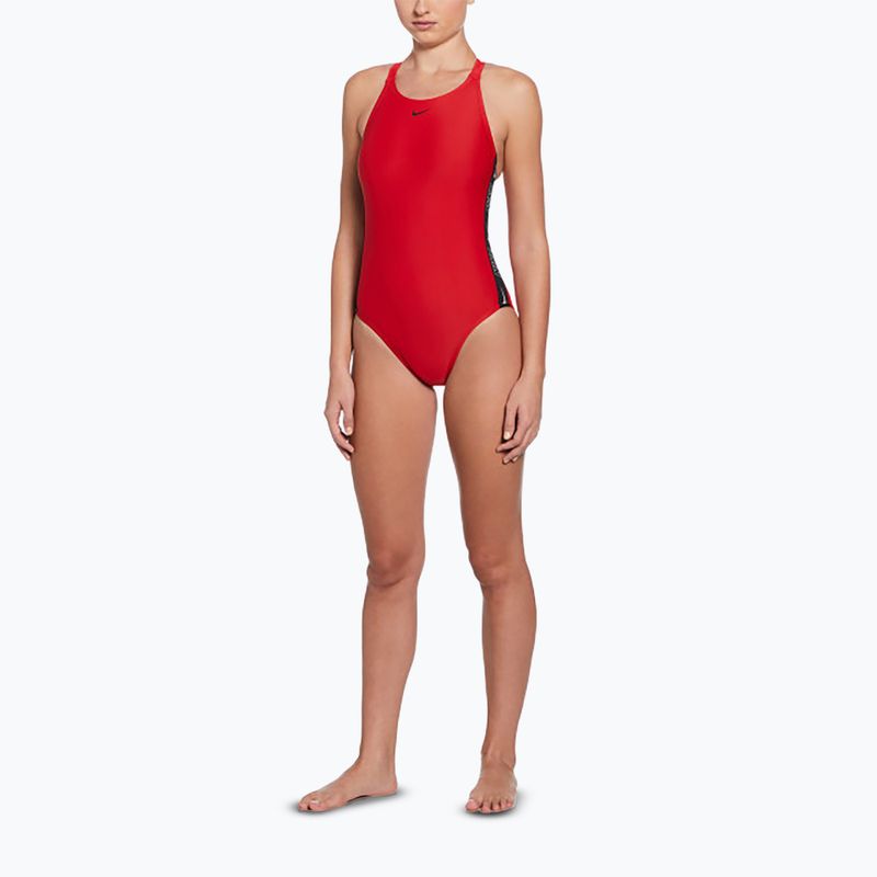 Costume intero da donna Nike Logo Tape Fastback rosso università 2