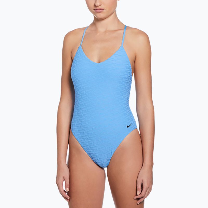 Costume intero donna Nike Swoosh Link Y-Back blu università