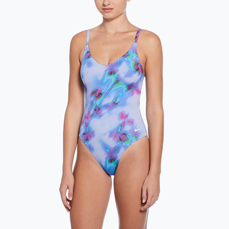 Nike Floral Blur, costume intero donna con scollo a V, ortensie