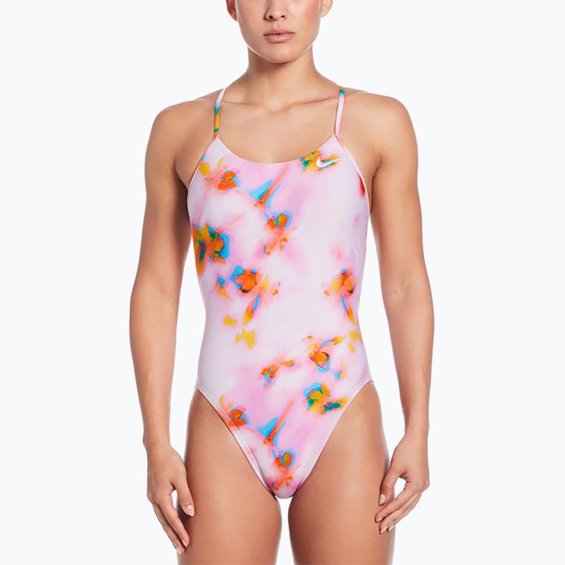 Costume intero da donna Nike Hydrastrong Cutout in schiuma rosa