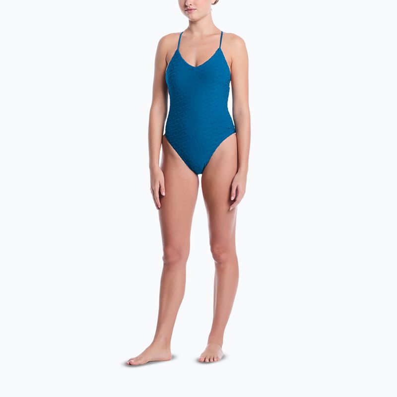 Costume da bagno intero da donna Nike Swoosh Link Y-Back green abyss 2