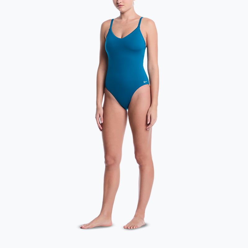 Costume da bagno intero da donna Nike Essential V-Neck green abyss 2