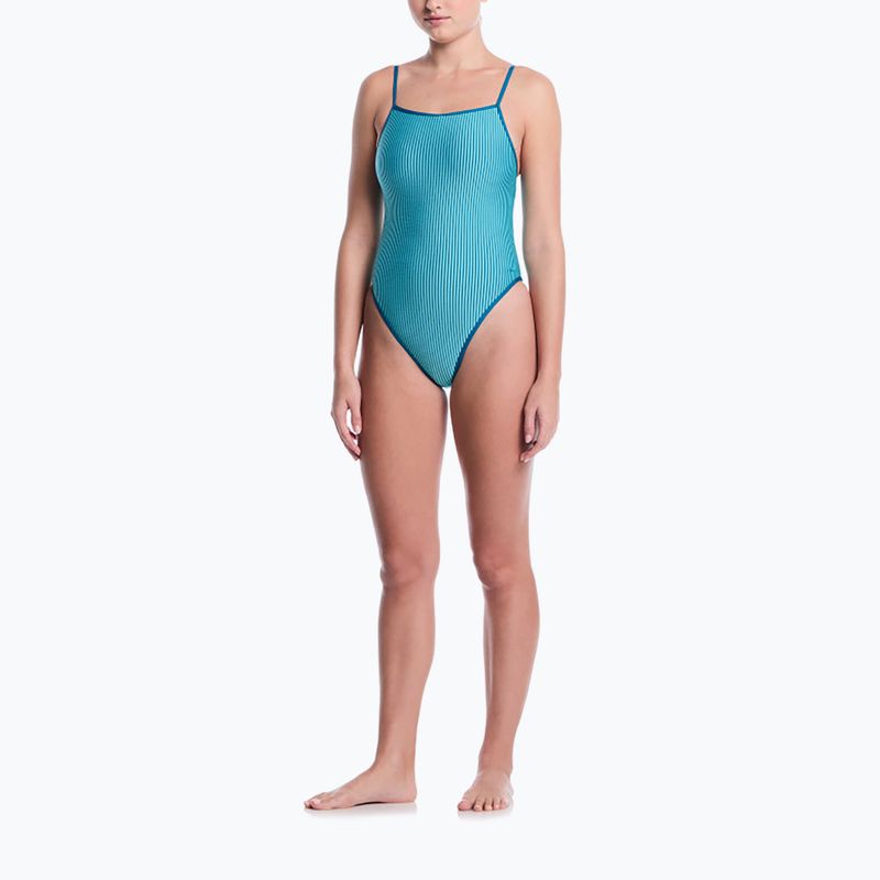 Costume da bagno intero da donna Nike Ocean Bound Ripple Texture Square Neck bleached turquoise 2