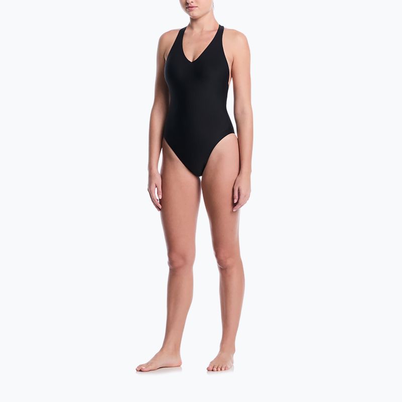 Costume da bagno intero da donna Nike Hydralock Luxe Sail Boat V-Neck black 2