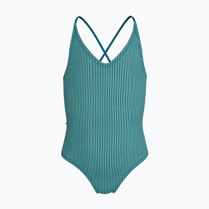 Costume da bagno intero per bambini Nike Ocean Bound Ripple Texture Lace Up blached turquoise