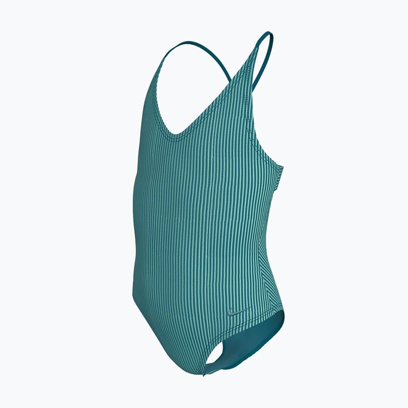 Costume da bagno intero per bambini Nike Ocean Bound Ripple Texture Lace Up blached turquoise 2